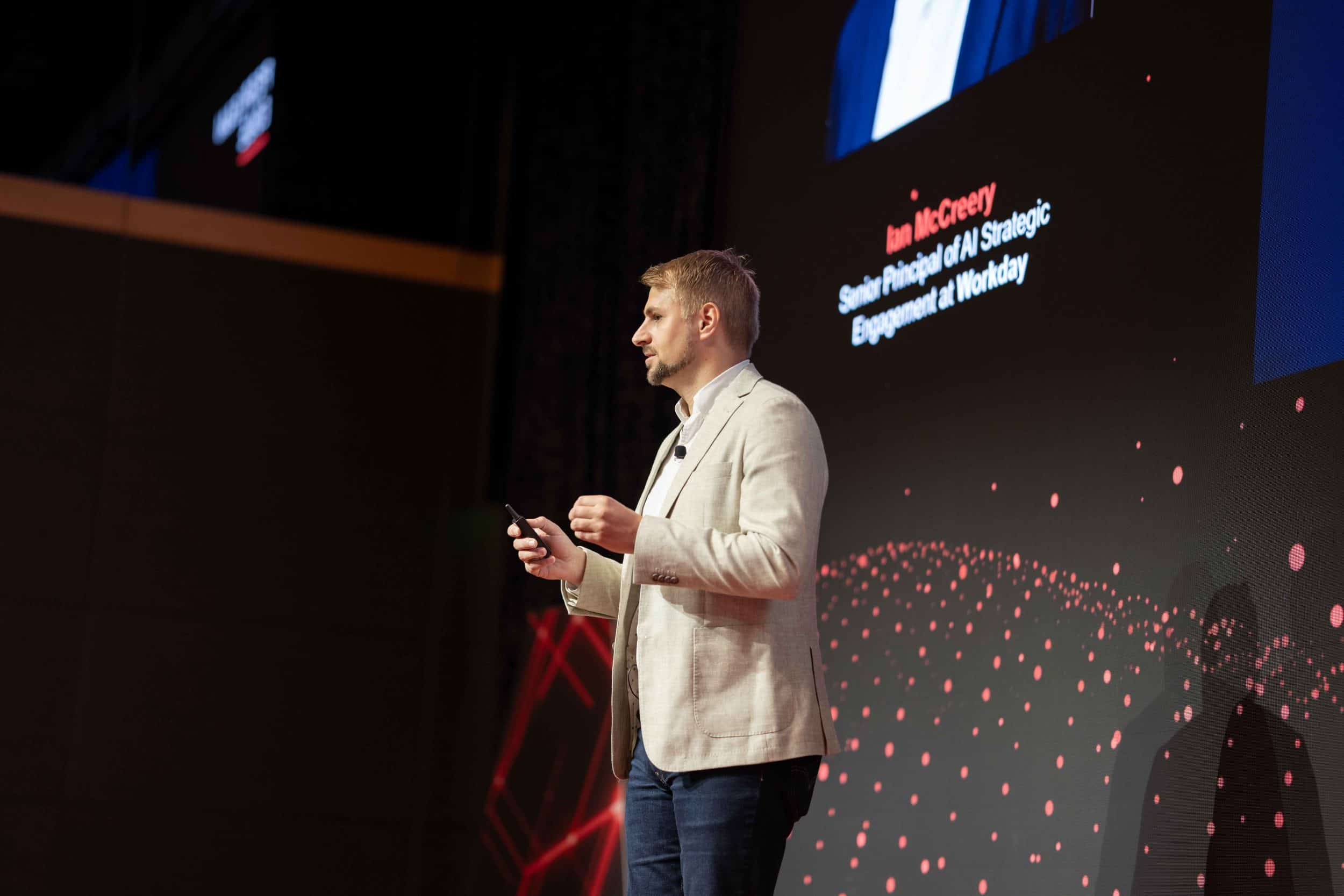 Ian McCreery, Workday Senior Principal of AI Strategic Engagement, at People & AI Edge on the AI productivity tax and redesigning work.